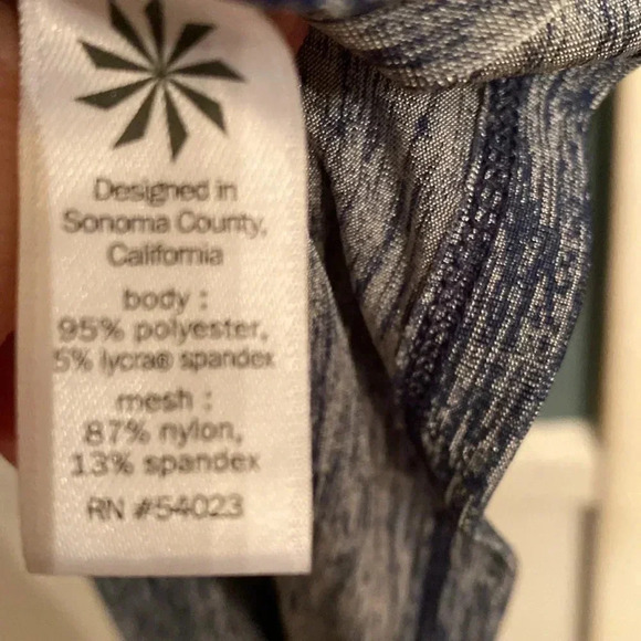 Athleta tank -L- blue and white - mesh on front and back - Picture 4 of 7